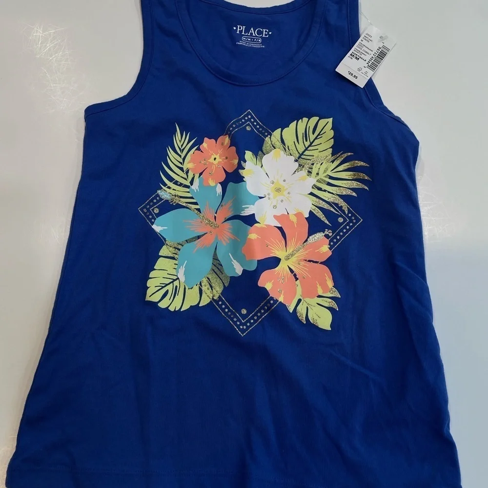 The Children's Place Blue Floral Tank Top